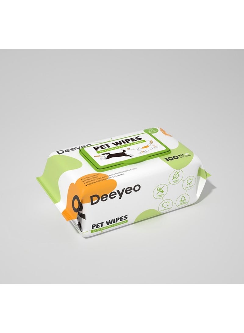 دي يو مناديل "Deeyeo" المبللة والعناية المتكاملة للكلاب والقطط – عبوة اقتصادية (100 منديل) - Image 1